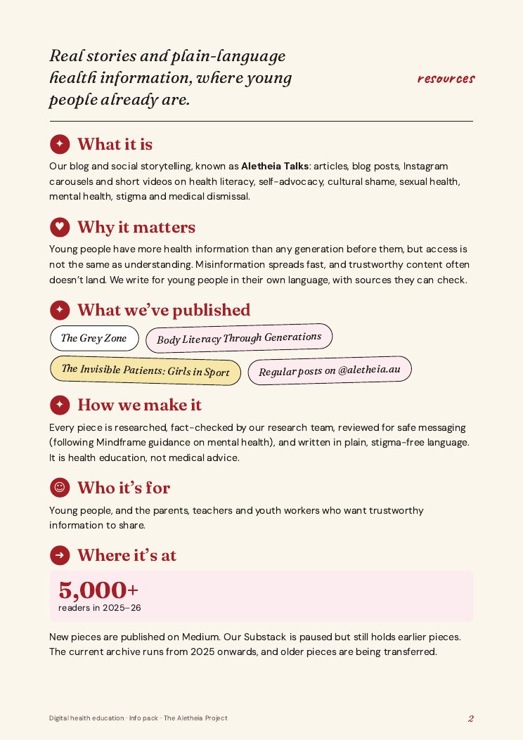 The Digital health education info pack, page 2