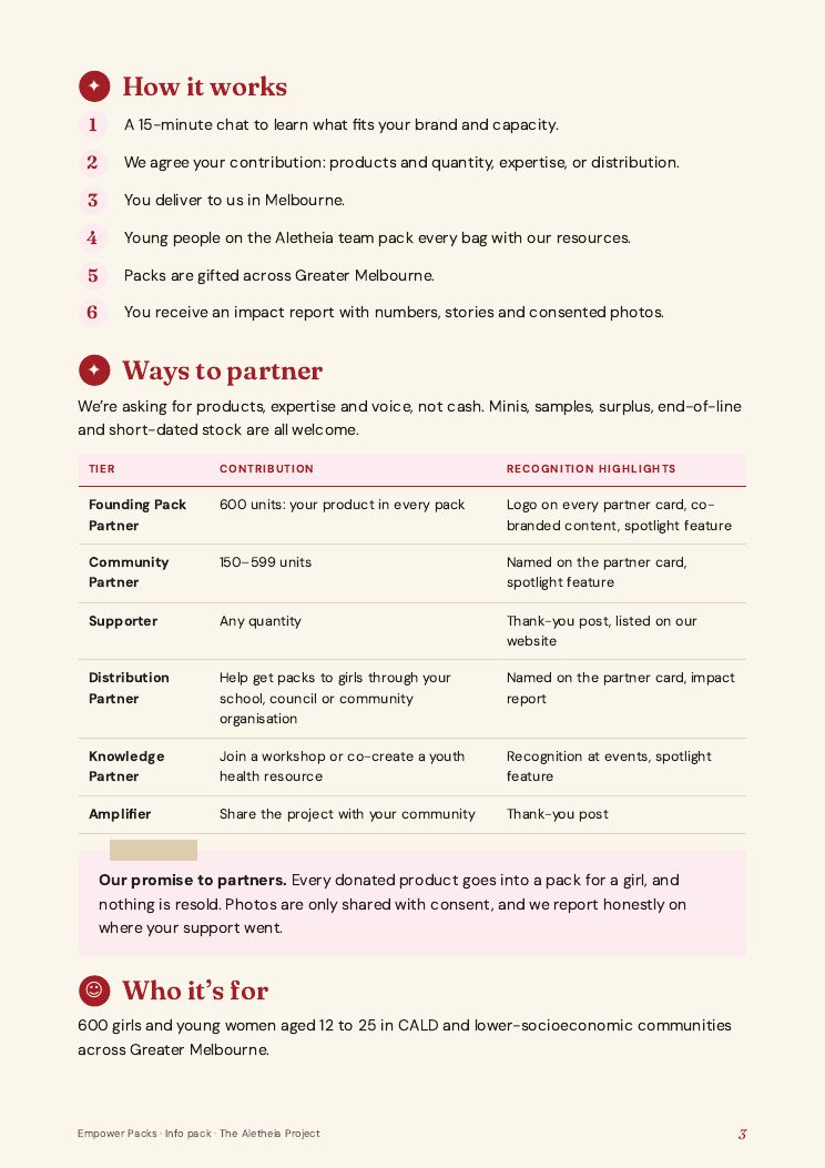 The Empower Packs info pack, page 3