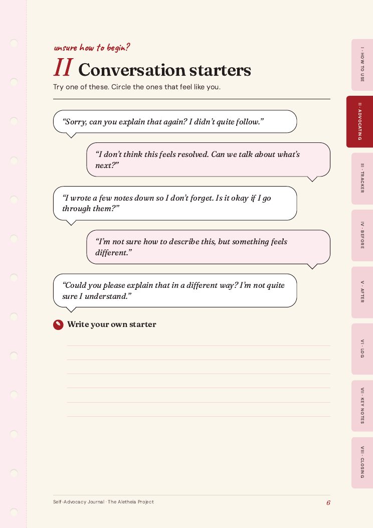 Self-Advocacy Journal, page 6