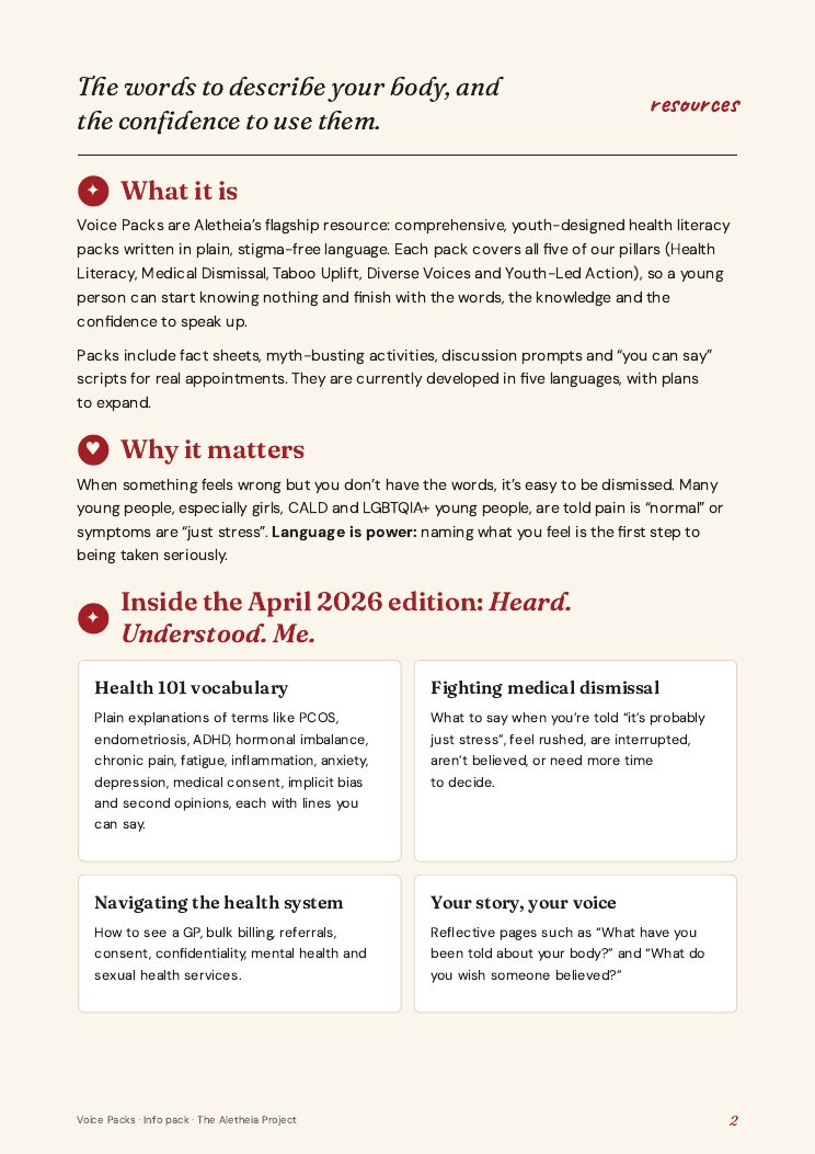 The Voice Packs info pack, page 2