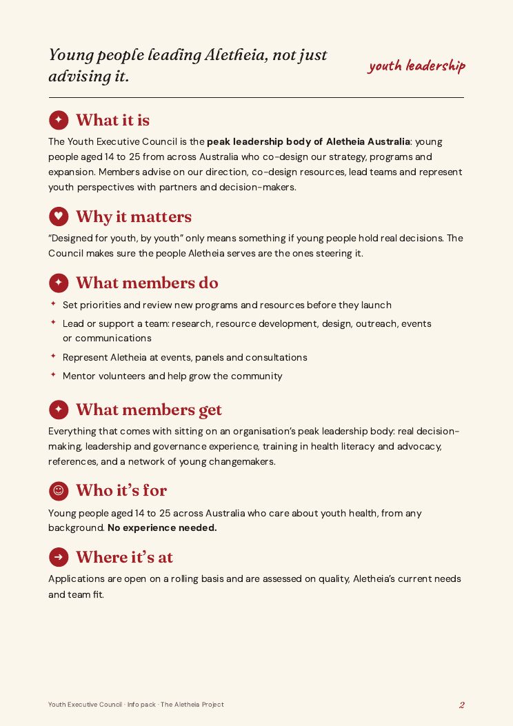 The Youth Executive Council info pack, page 2
