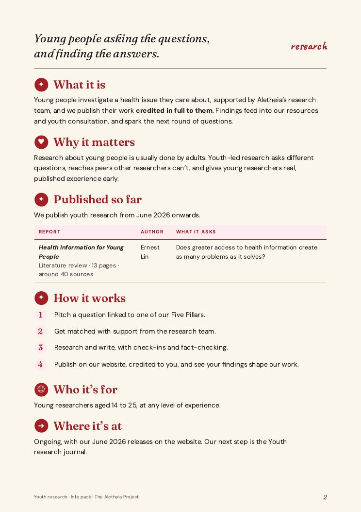 The Youth research info pack, page 2