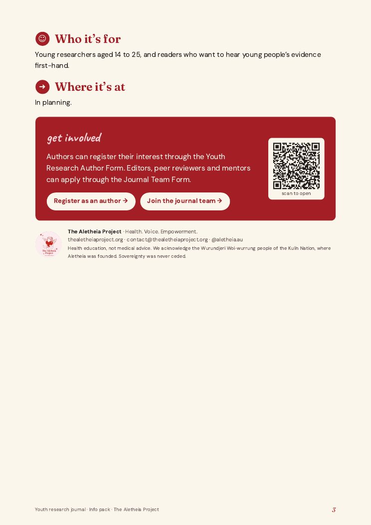 The Youth research journal info pack, page 3