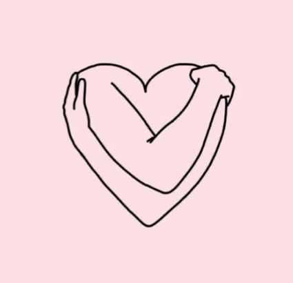 This may contain: the outline of a heart on a pink background